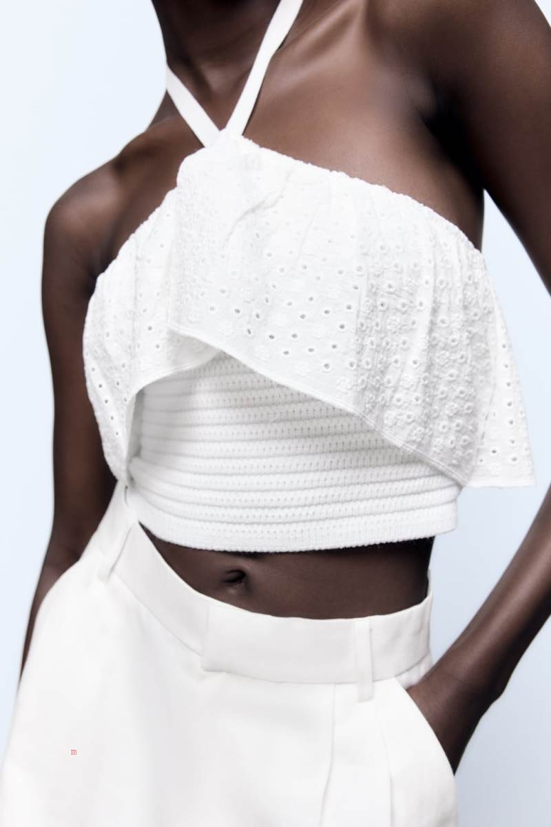 ZARA KNIT TOP WITH CUTWORK EMBROIDERY Crop Top Dam Vita | LBCVW-0436