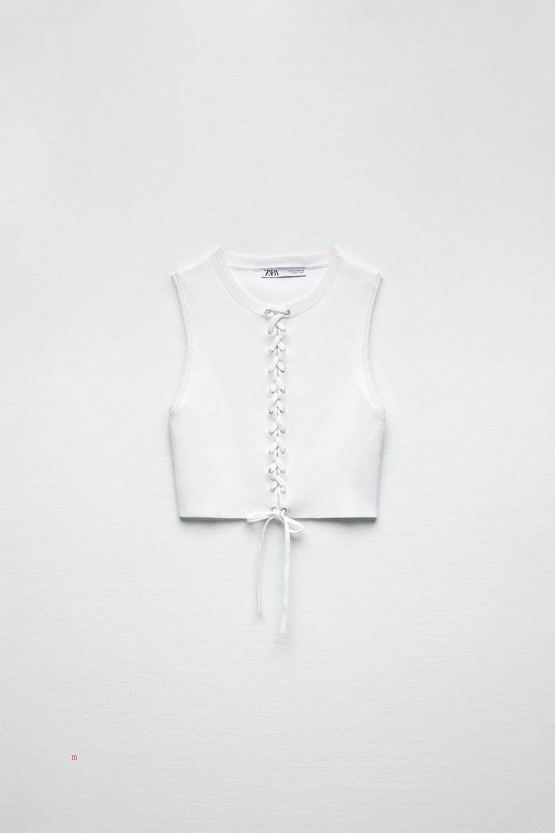 ZARA KNIT TOP WITH FRONT TIES Crop Top Dam Vita | JLCXT-9541