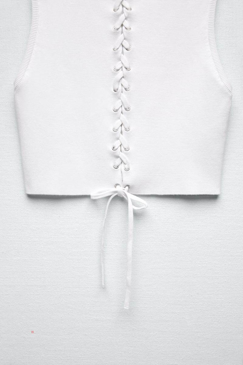 ZARA KNIT TOP WITH FRONT TIES Crop Top Dam Vita | JLCXT-9541