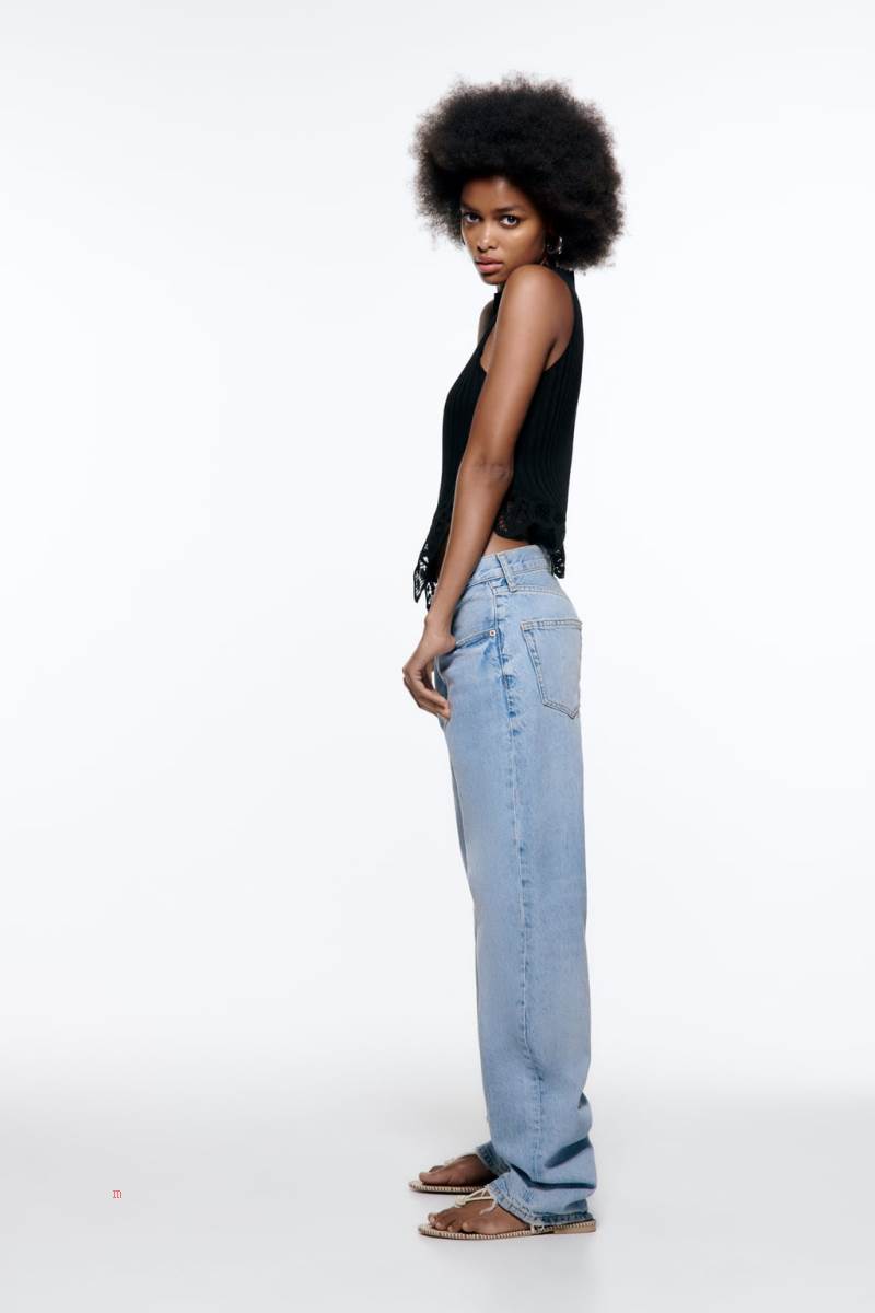 ZARA KNIT TOP WITH MATCHING CROCHET DETAIL Stickat Dam Svarta | INVHD-1407