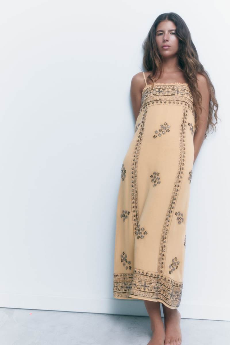 ZARA KNIT WITH BEADING Klänning Dam Vita | UROGX-6983