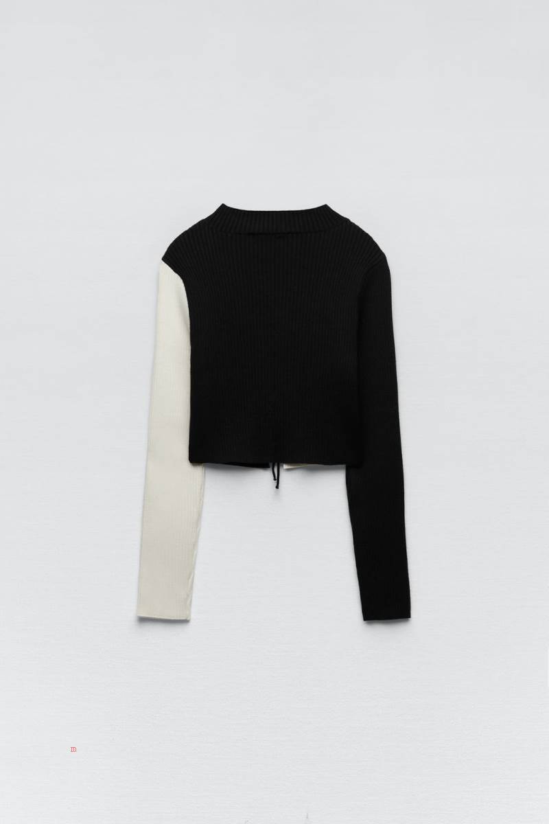 ZARA KNIT WITH CONTRAST BOWS Tröjor Dam Svarta | FZCJM-0273