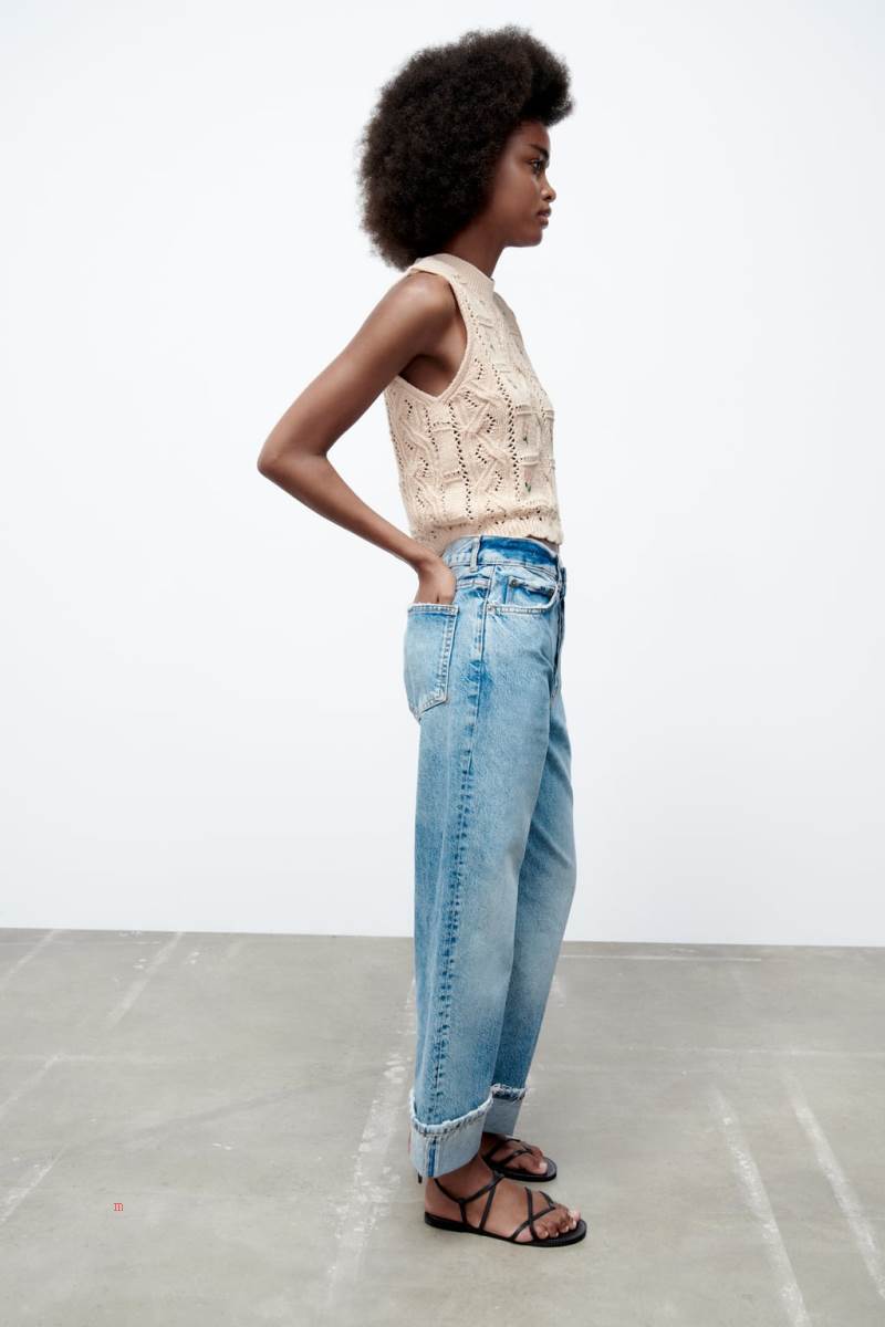 ZARA KNIT WITH EMBROIDERED FLOWERS Väst Dam Bruna | TUAIX-8761