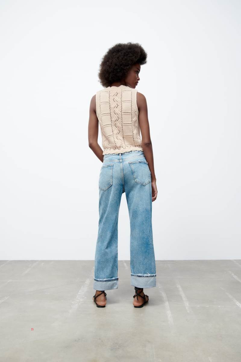 ZARA KNIT WITH EMBROIDERED FLOWERS Väst Dam Bruna | TUAIX-8761