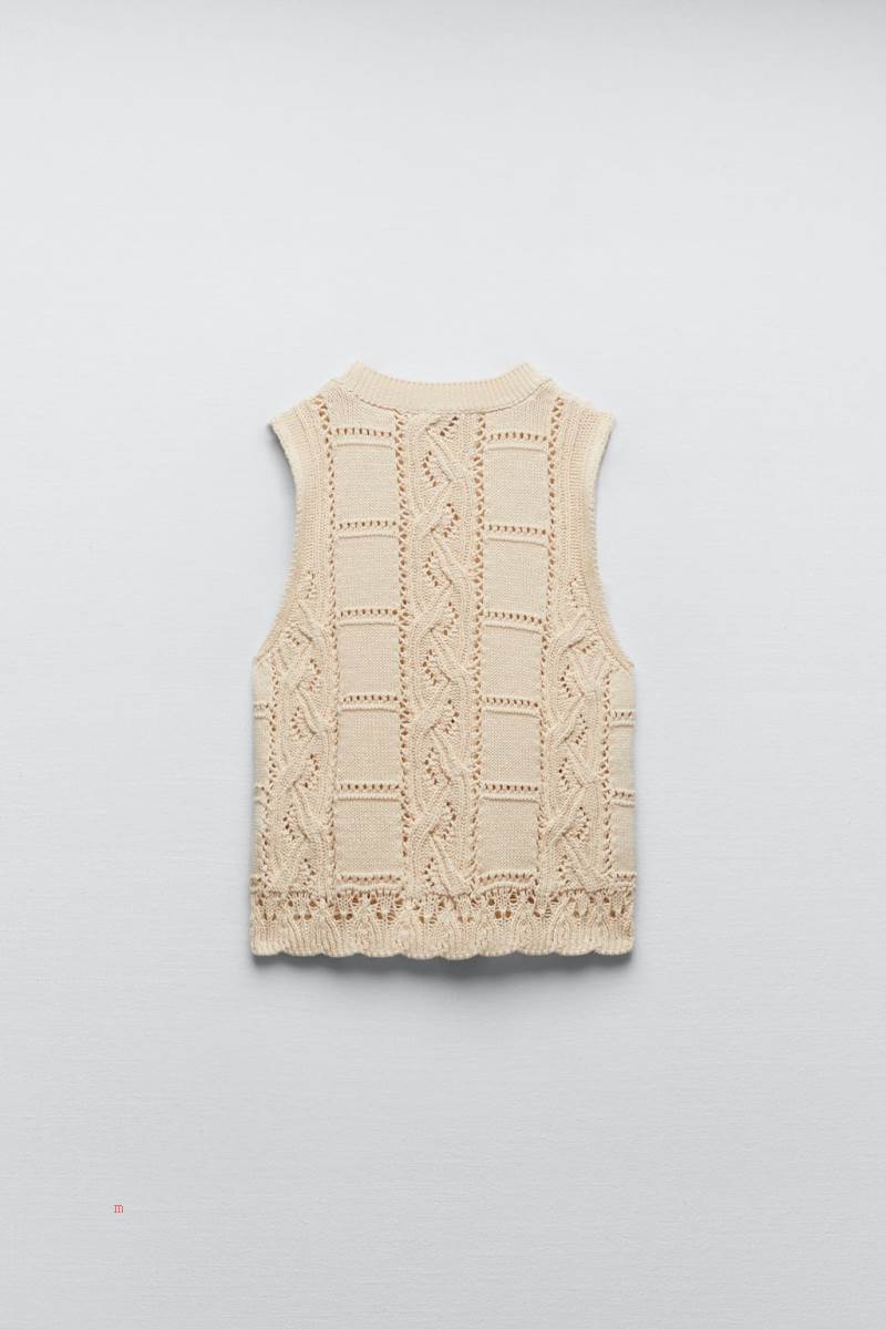 ZARA KNIT WITH EMBROIDERED FLOWERS Väst Dam Bruna | TUAIX-8761