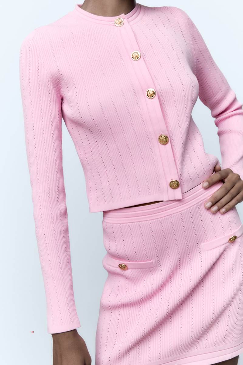 ZARA KNIT WITH GOLDEN BUTTONS Cardigan Dam Rosa | RZXAJ-6708