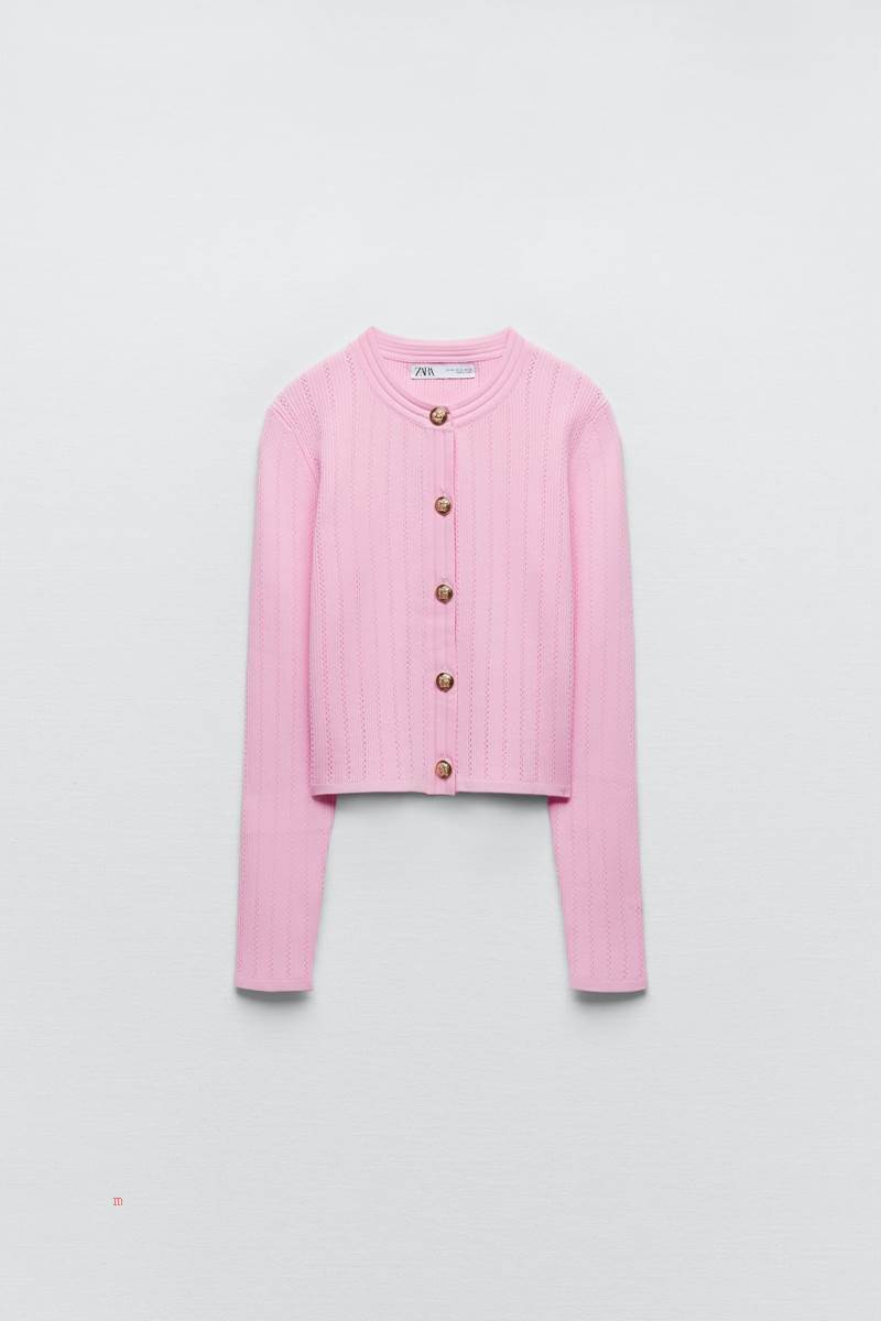 ZARA KNIT WITH GOLDEN BUTTONS Cardigan Dam Rosa | RZXAJ-6708