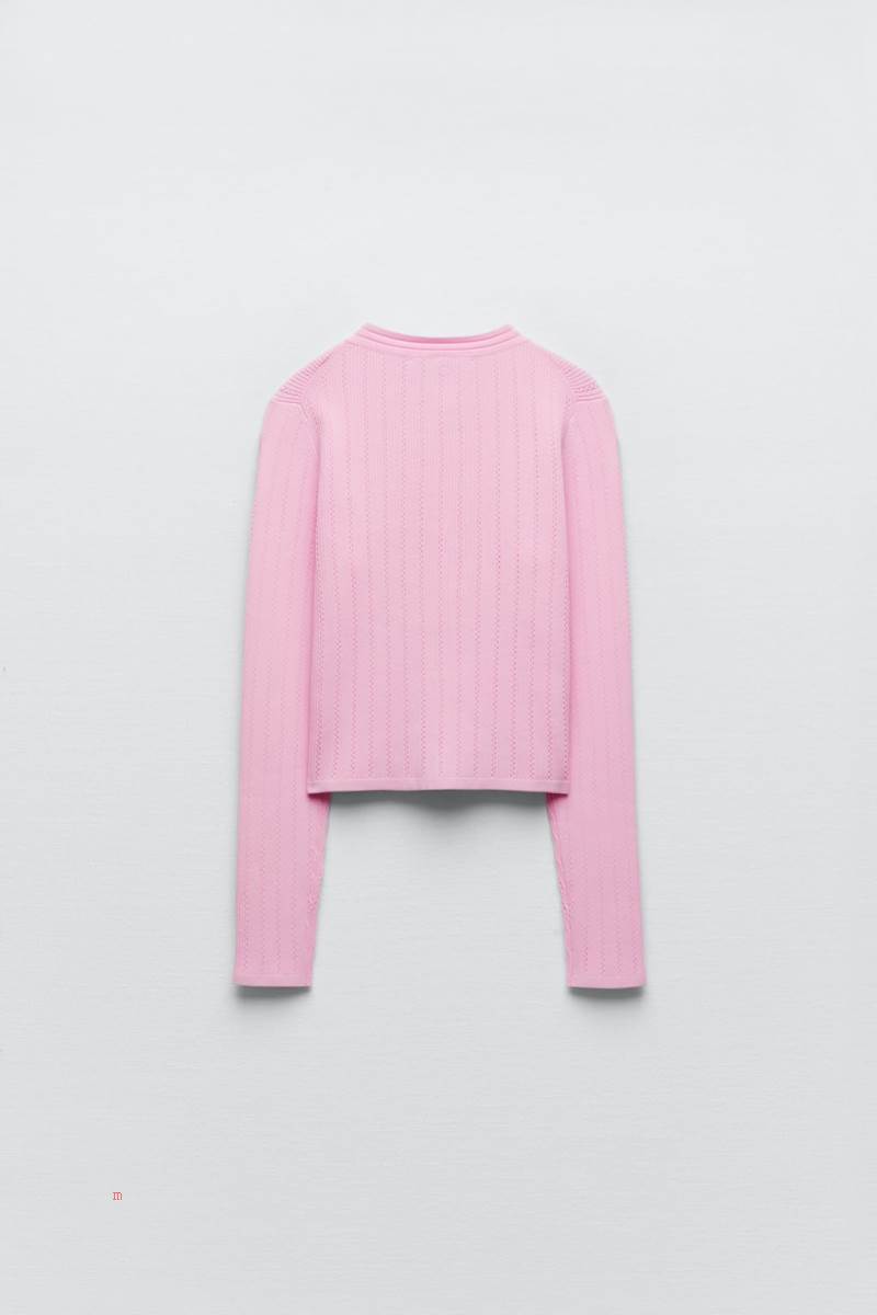 ZARA KNIT WITH GOLDEN BUTTONS Cardigan Dam Rosa | RZXAJ-6708