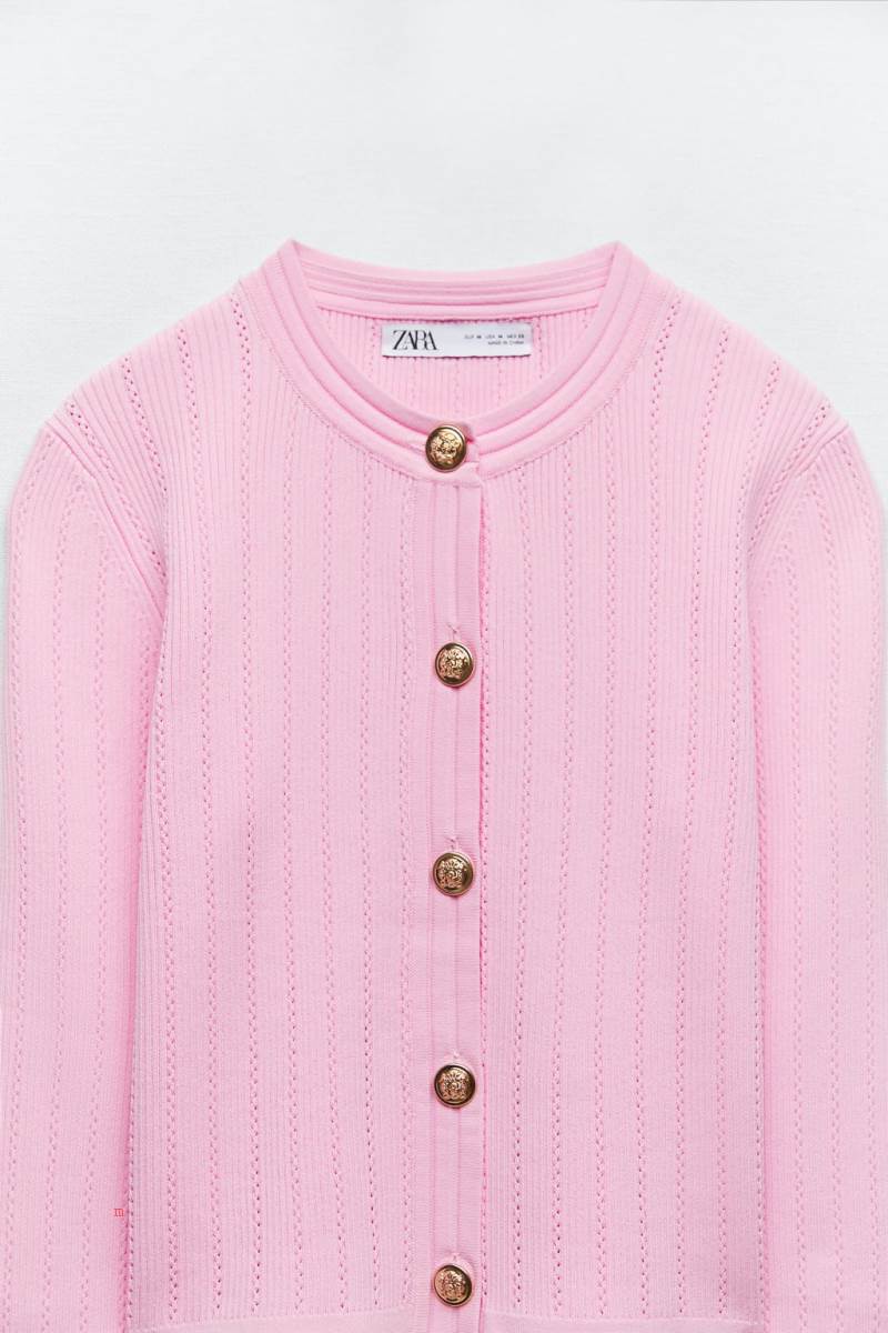 ZARA KNIT WITH GOLDEN BUTTONS Cardigan Dam Rosa | RZXAJ-6708