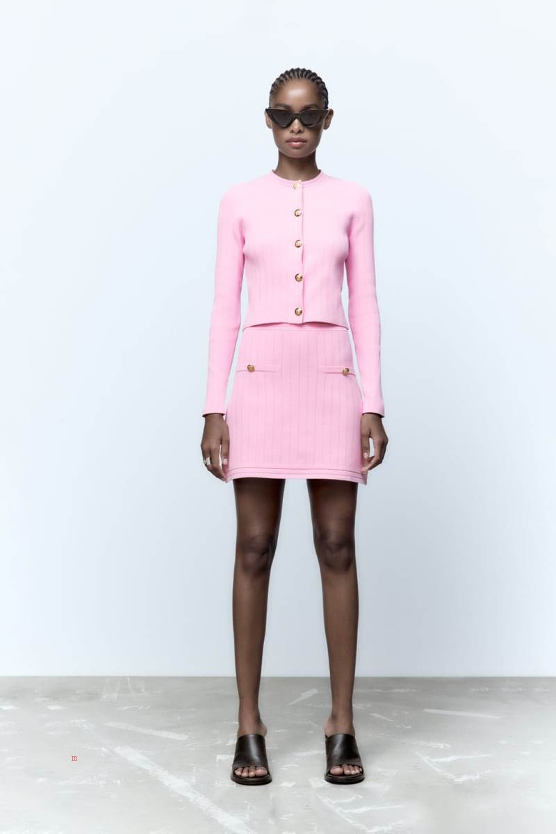 ZARA KNIT WITH GOLDEN BUTTONS Cardigan Dam Rosa | RZXAJ-6708