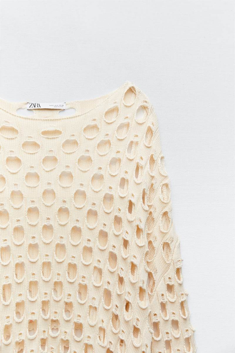 ZARA KNIT WITH HOLES Tröjor Dam Grå Vita | JITRZ-0283