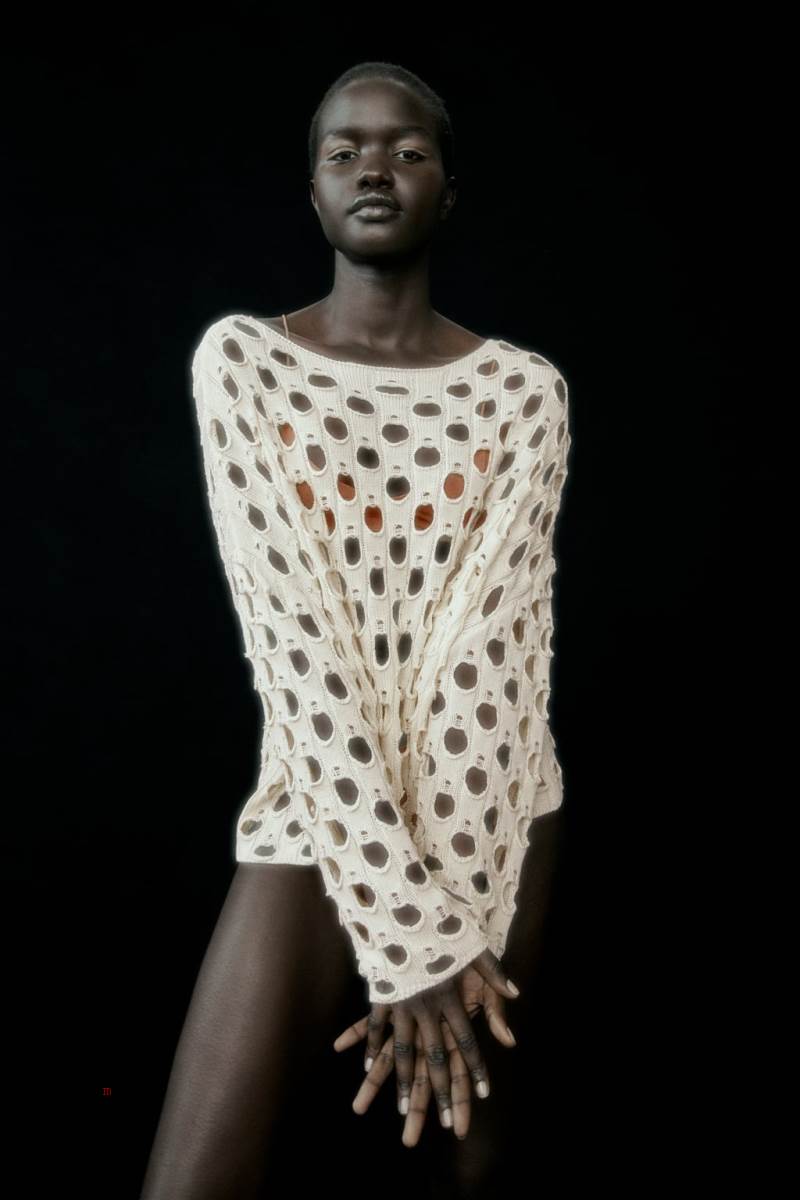 ZARA KNIT WITH HOLES Tröjor Dam Grå Vita | JITRZ-0283