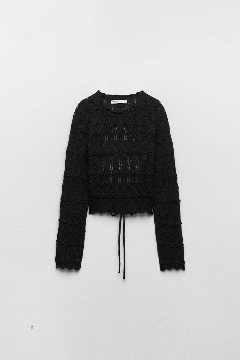 ZARA KNIT WITH OPEN BACK Tröjor Dam Svarta | CHENG-1479