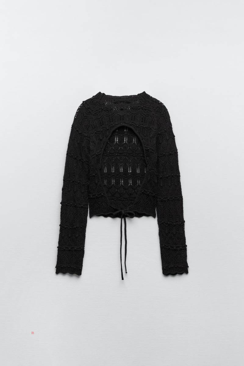 ZARA KNIT WITH OPEN BACK Tröjor Dam Svarta | CHENG-1479