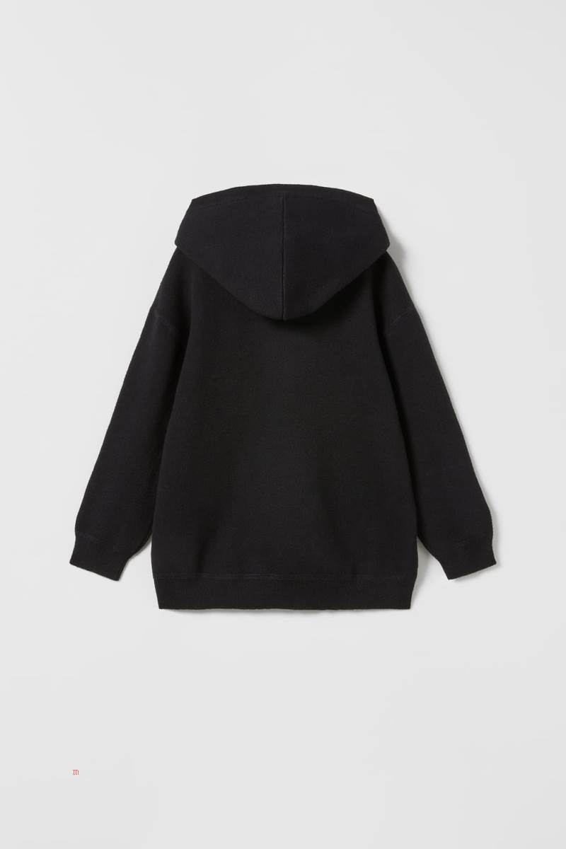 ZARA KNIT WITH POUCH POCKET Sweatshirt Pojke Svarta | WUISZ-7450