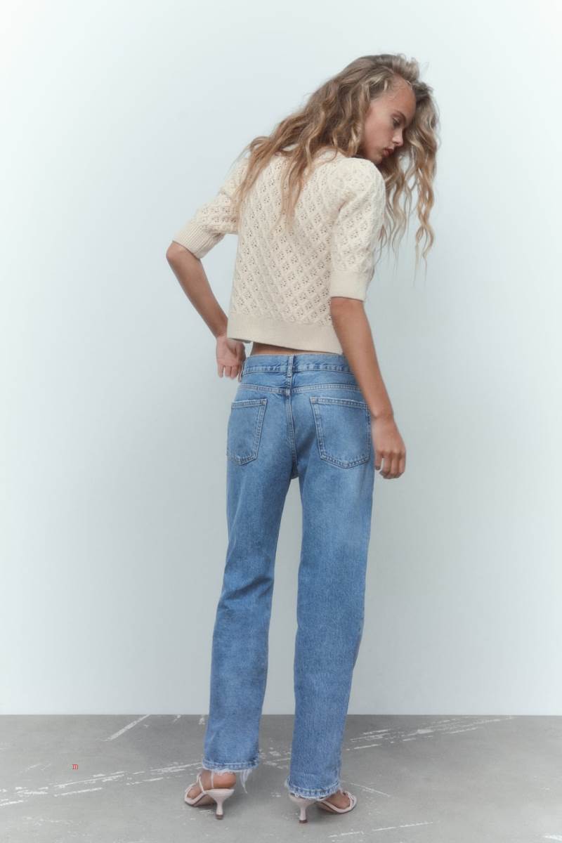 ZARA KNIT WITH RHINESTONE BUTTONS Cardigan Dam Grå Vita | IRUDL-9675