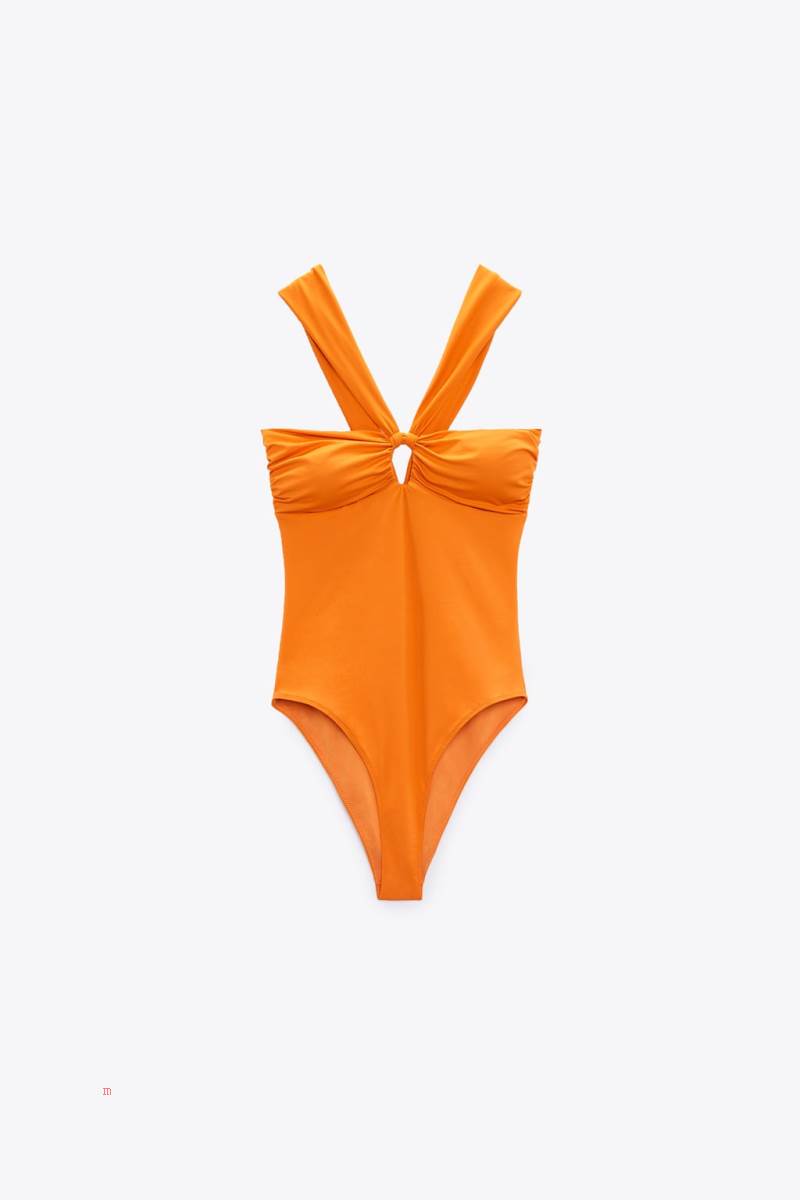 ZARA KNOTTED Baddräkter Dam Orange | TQHUG-7156