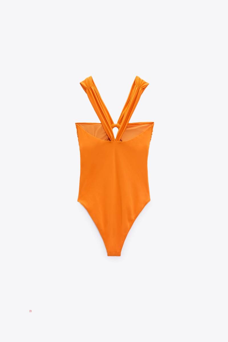 ZARA KNOTTED Baddräkter Dam Orange | TQHUG-7156