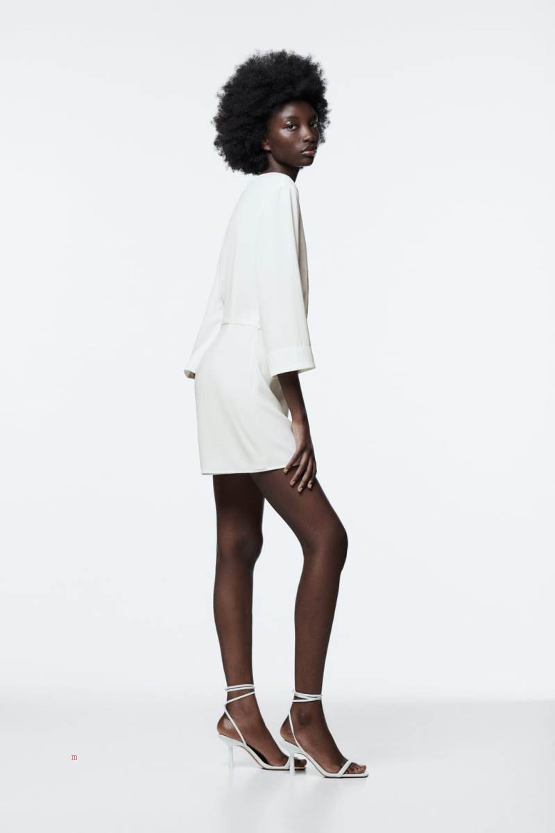 ZARA KNOTTED WITH CHAIN Playsuit Dam Vita | QEVXA-1472
