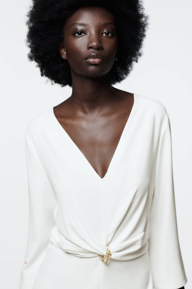 ZARA KNOTTED WITH CHAIN Playsuit Dam Vita | QEVXA-1472