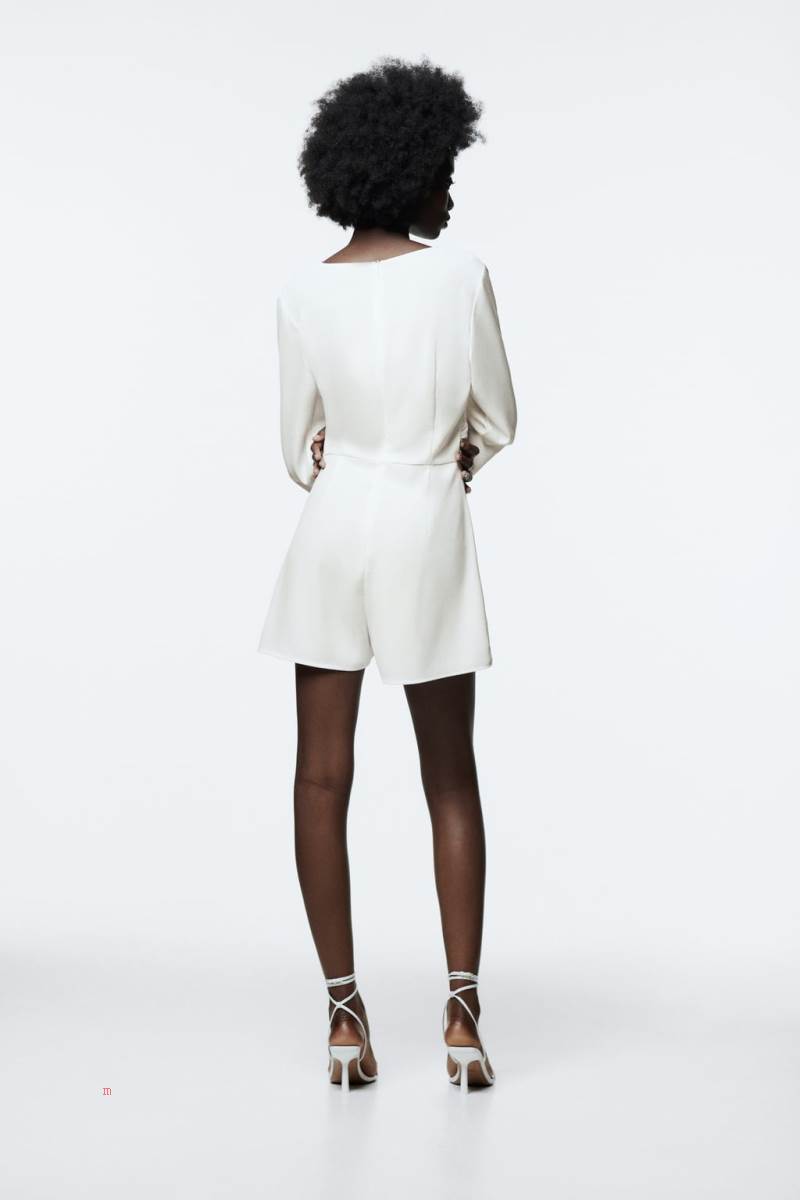 ZARA KNOTTED WITH CHAIN Playsuit Dam Vita | QEVXA-1472