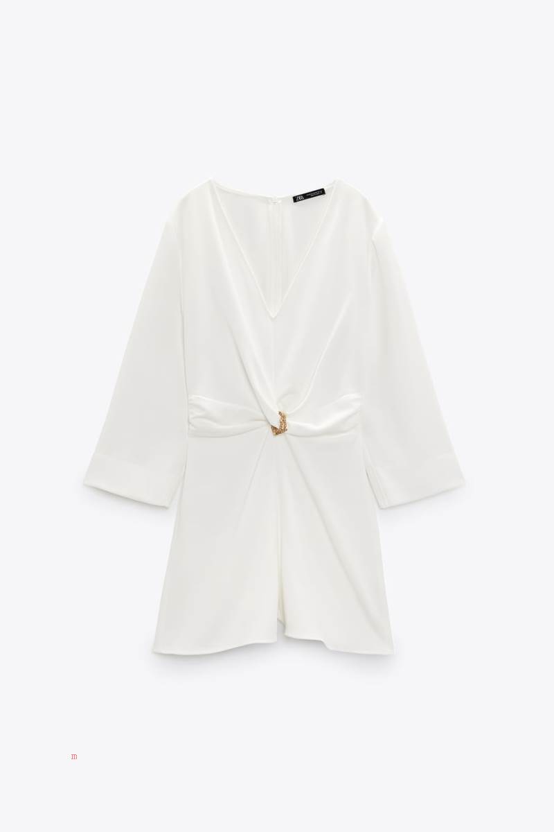 ZARA KNOTTED WITH CHAIN Playsuit Dam Vita | QEVXA-1472