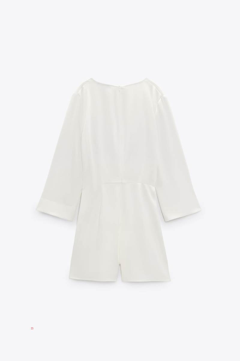 ZARA KNOTTED WITH CHAIN Playsuit Dam Vita | QEVXA-1472