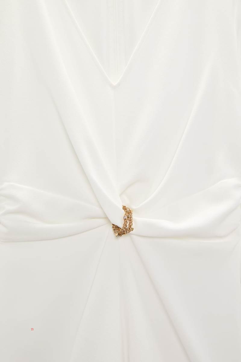 ZARA KNOTTED WITH CHAIN Playsuit Dam Vita | QEVXA-1472