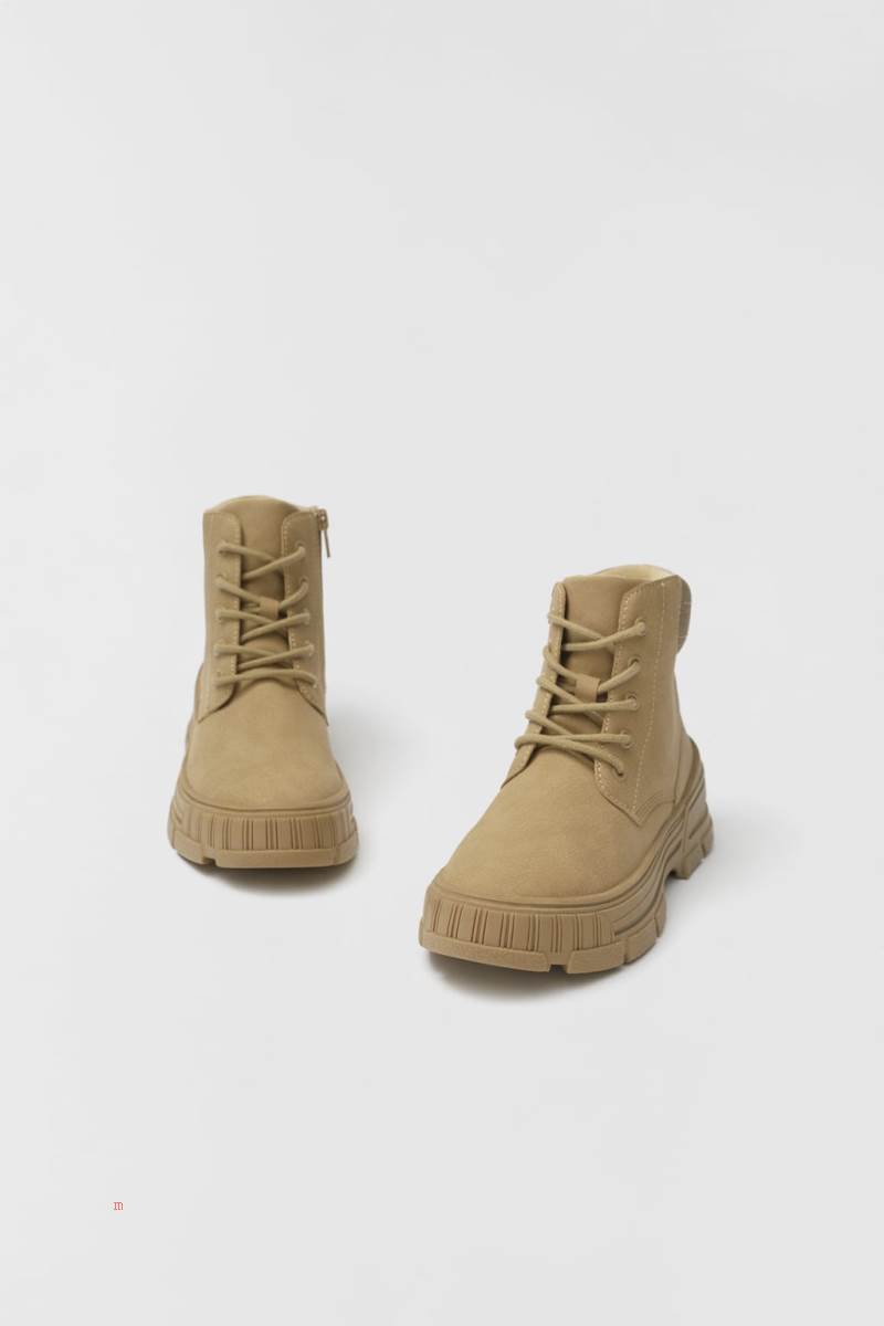 ZARA LACE-UP Ankelboots Pojke Bruna | TGSJQ-1236