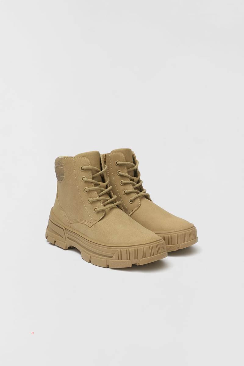 ZARA LACE-UP Ankelboots Pojke Bruna | TGSJQ-1236