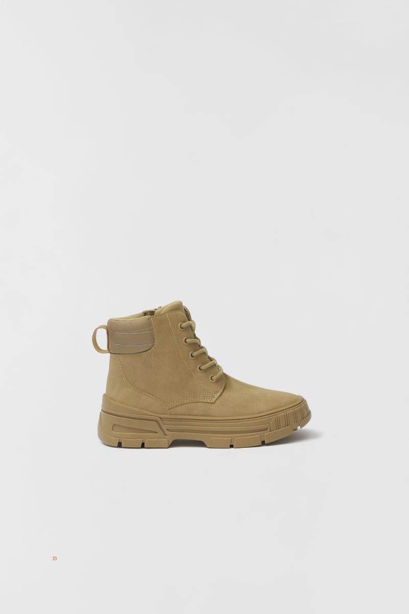 ZARA LACE-UP Ankelboots Pojke Bruna | TGSJQ-1236