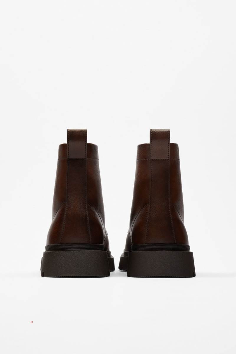 ZARA LACE-UP BOOT Snörkängor Herr Bruna | RHAUM-3897