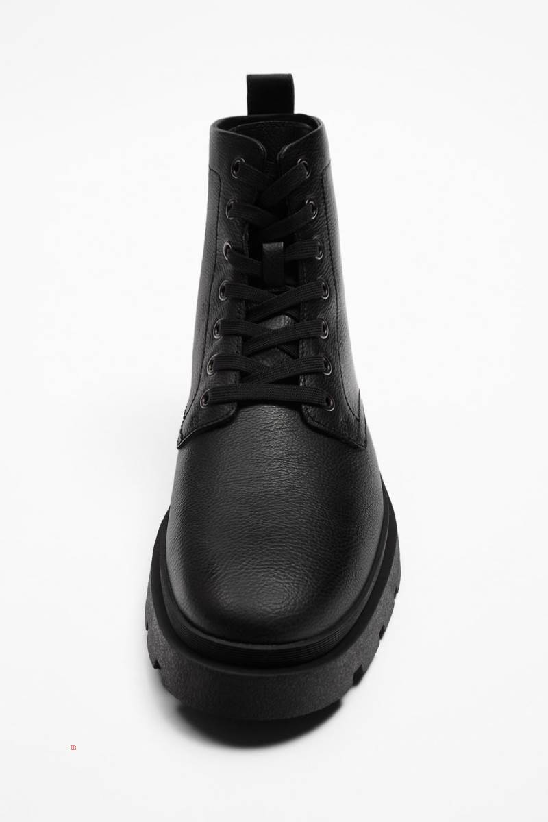 ZARA LACE-UP BOOT Snörkängor Herr Svarta | SIJTG-6752