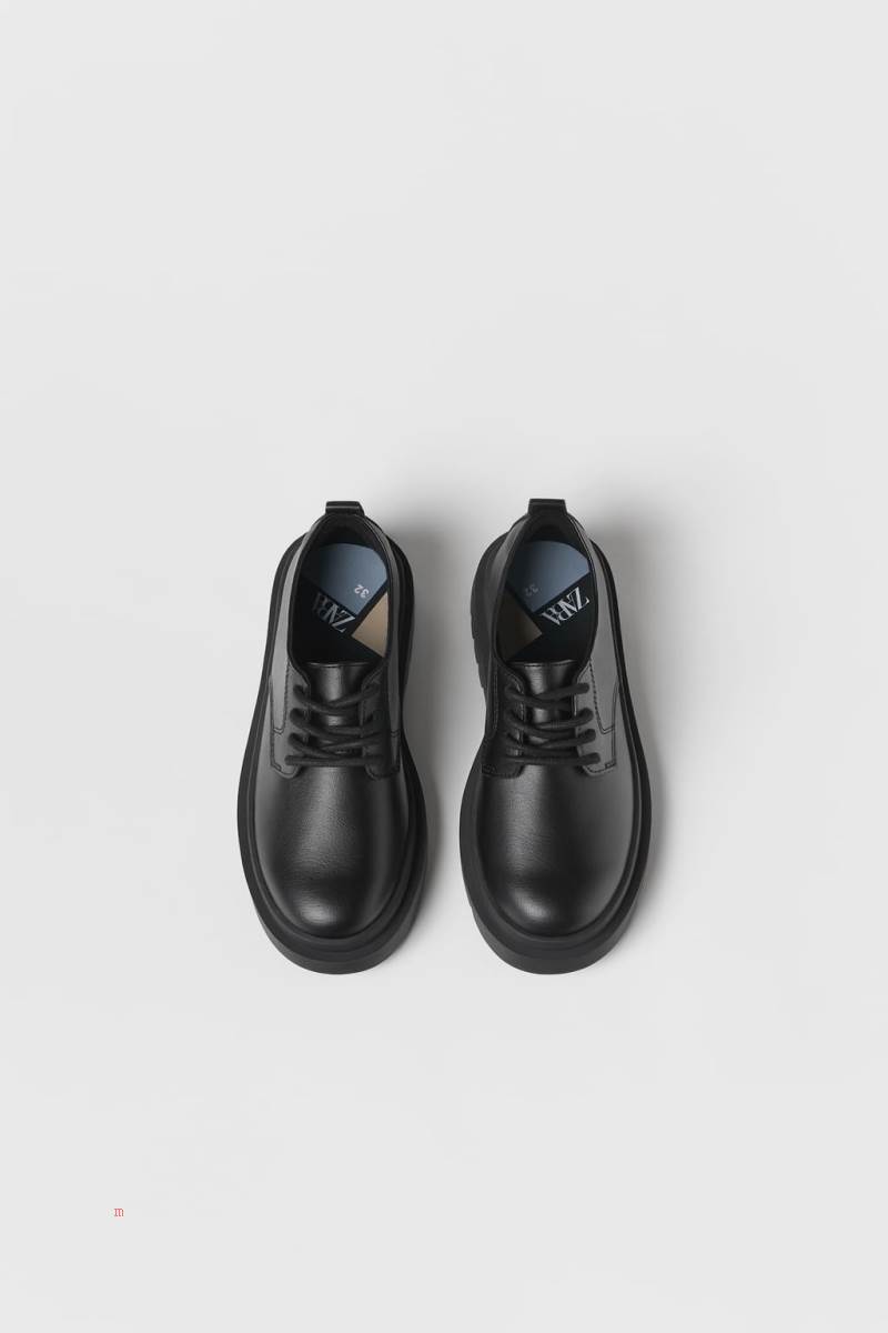 ZARA LACE-UP Derbyskor Tjej Svarta | PYAOV-0421