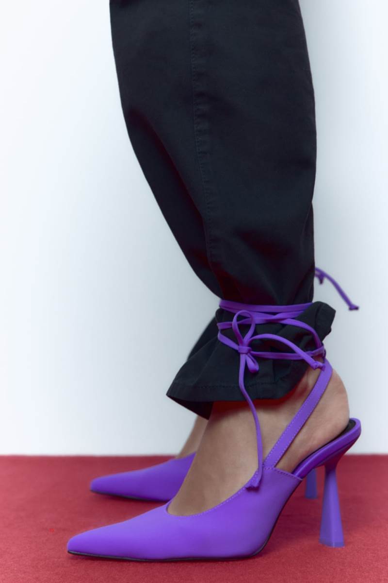 ZARA LACE UP HIGH-HEEL Klackskor Dam Ljuslila | KQTUZ-7910