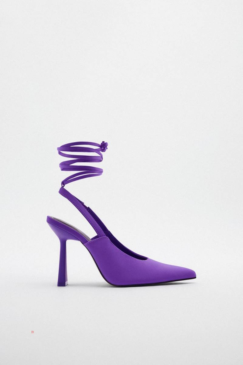 ZARA LACE UP HIGH-HEEL Klackskor Dam Ljuslila | KQTUZ-7910