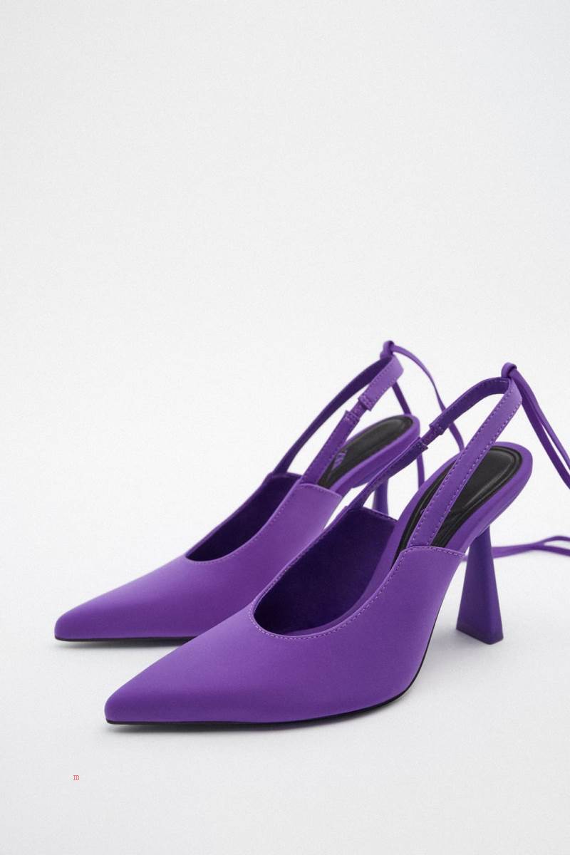ZARA LACE UP HIGH-HEEL Klackskor Dam Ljuslila | KQTUZ-7910