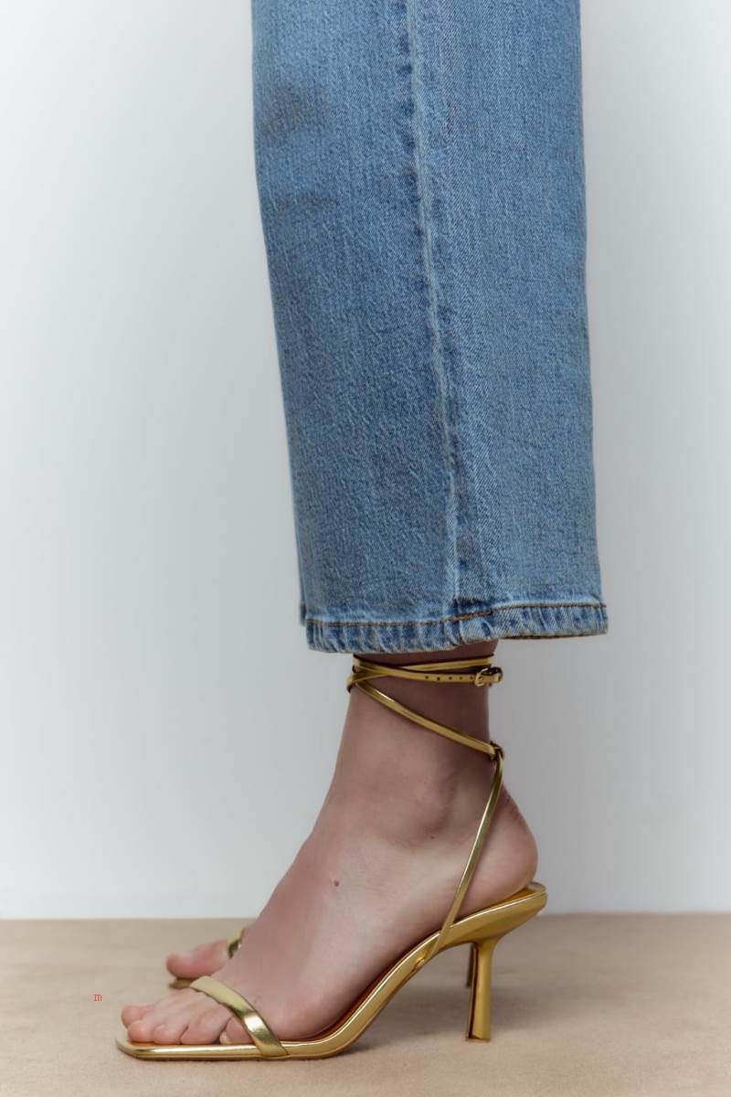 ZARA LACE UP HIGH-HEEL Sandaler Dam Guld | XWNCT-0573