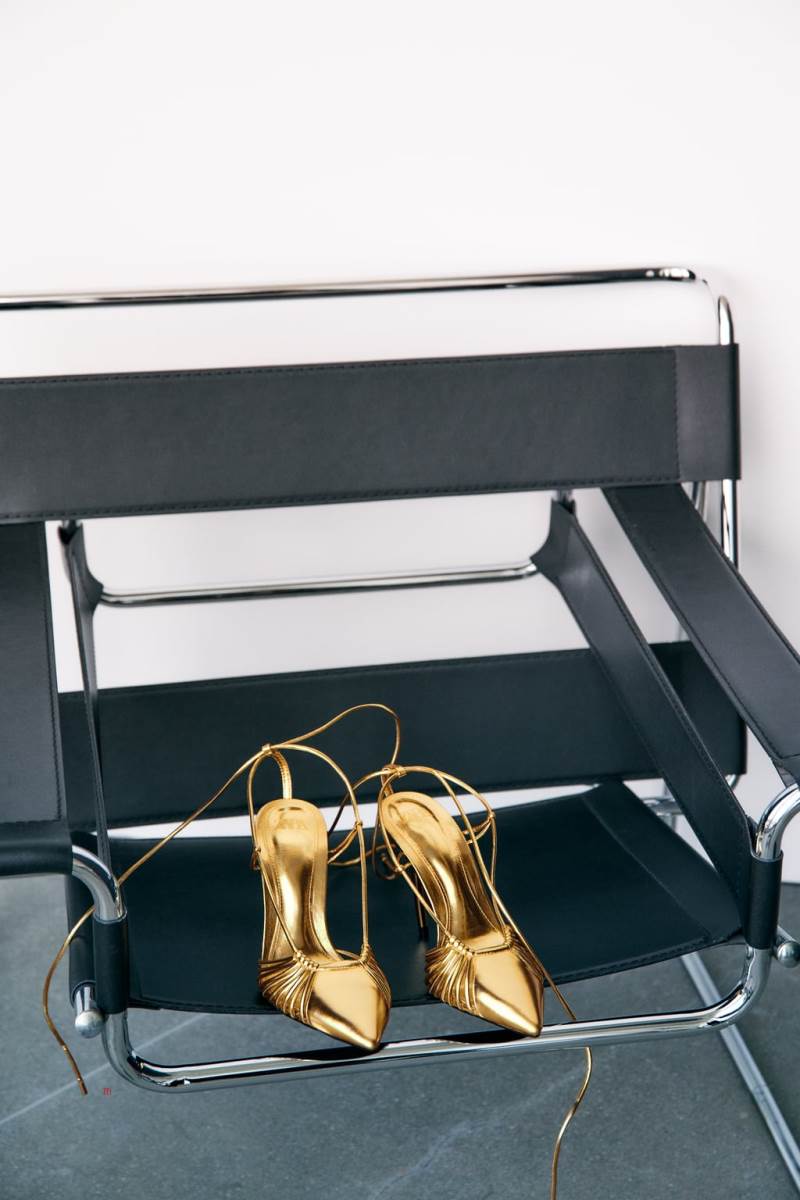 ZARA LACE UP METALLIC HIGH-HEEL Klackskor Dam Guld | ETOML-6514