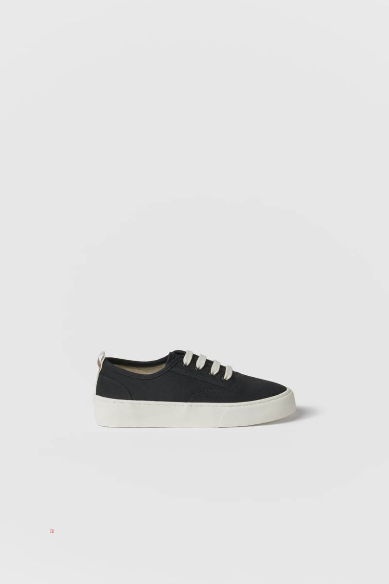ZARA LACE-UP SKATE Sneakers Pojke Svarta | EOPFY-0385