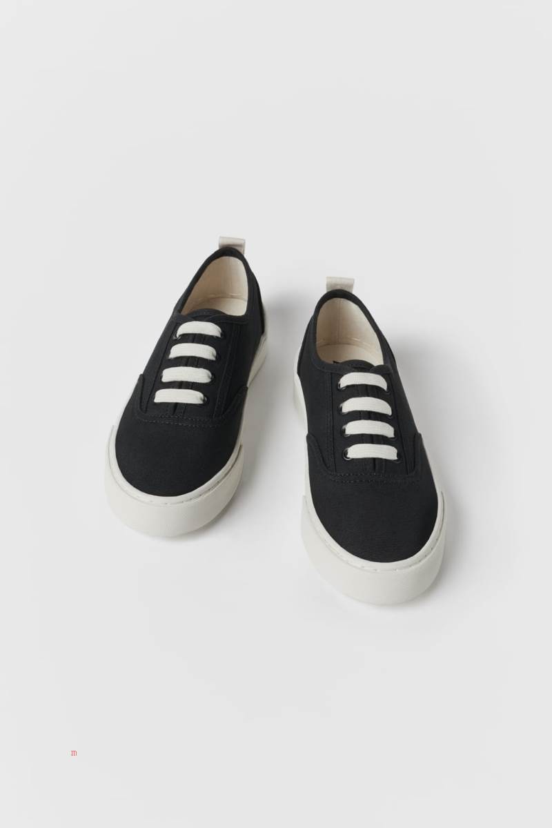 ZARA LACE-UP SKATE Sneakers Pojke Svarta | EOPFY-0385