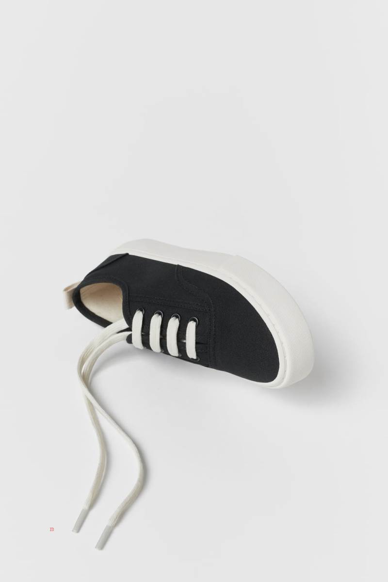 ZARA LACE-UP SKATE Sneakers Pojke Svarta | EOPFY-0385