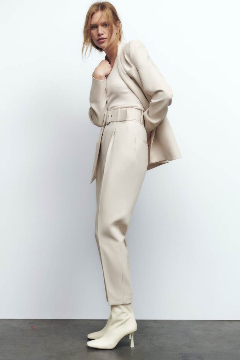 ZARA LAPELLESS FITTED Blazers Dam Grå Vita | RBCGJ-1947