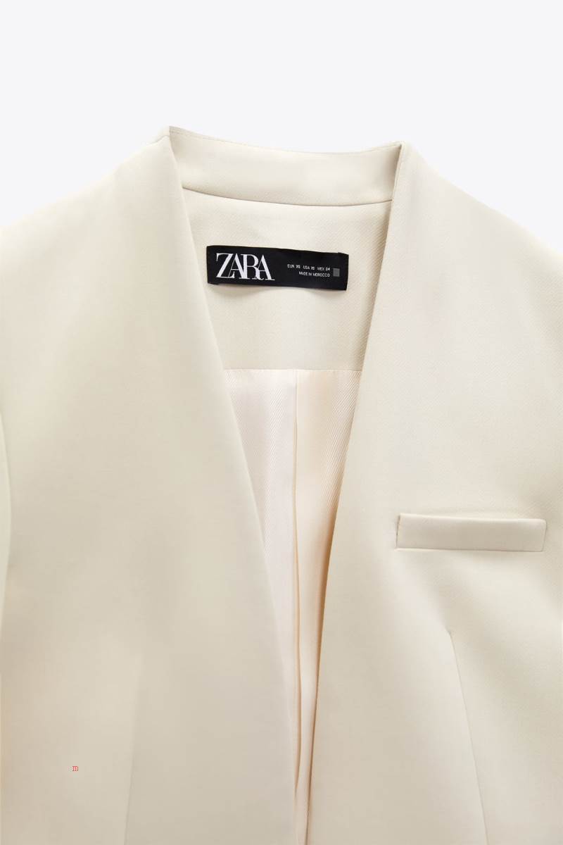 ZARA LAPELLESS FITTED Blazers Dam Grå Vita | RBCGJ-1947