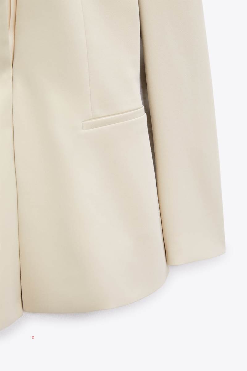 ZARA LAPELLESS FITTED Blazers Dam Grå Vita | RBCGJ-1947