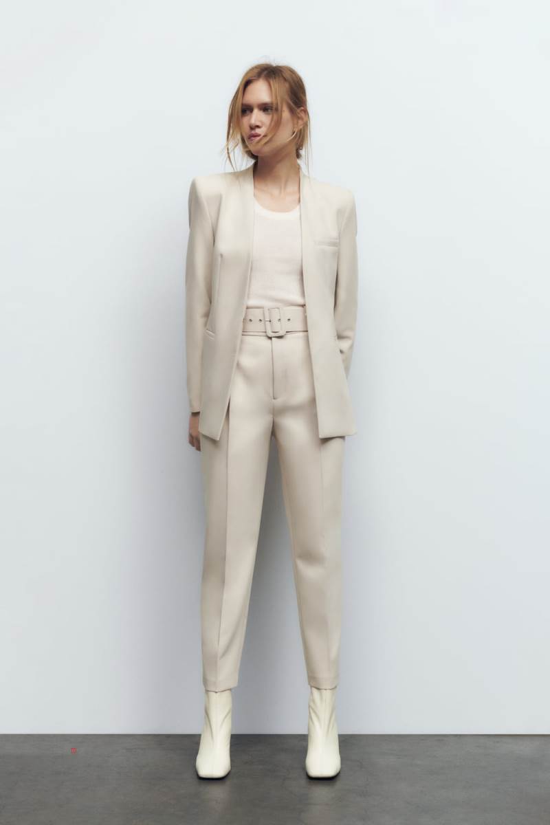 ZARA LAPELLESS FITTED Blazers Dam Grå Vita | RBCGJ-1947