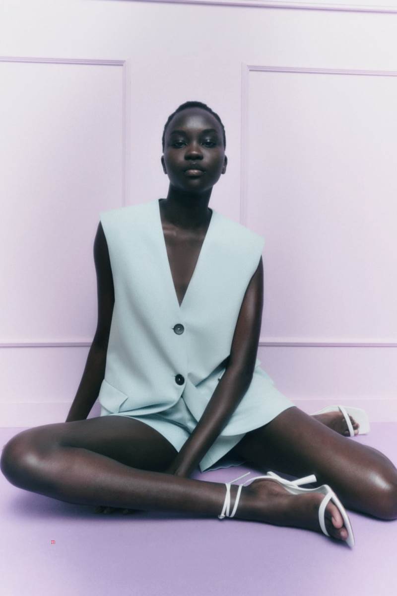 ZARA LAPELLESS Kostym Väst Dam Gröna | UJNZQ-3674