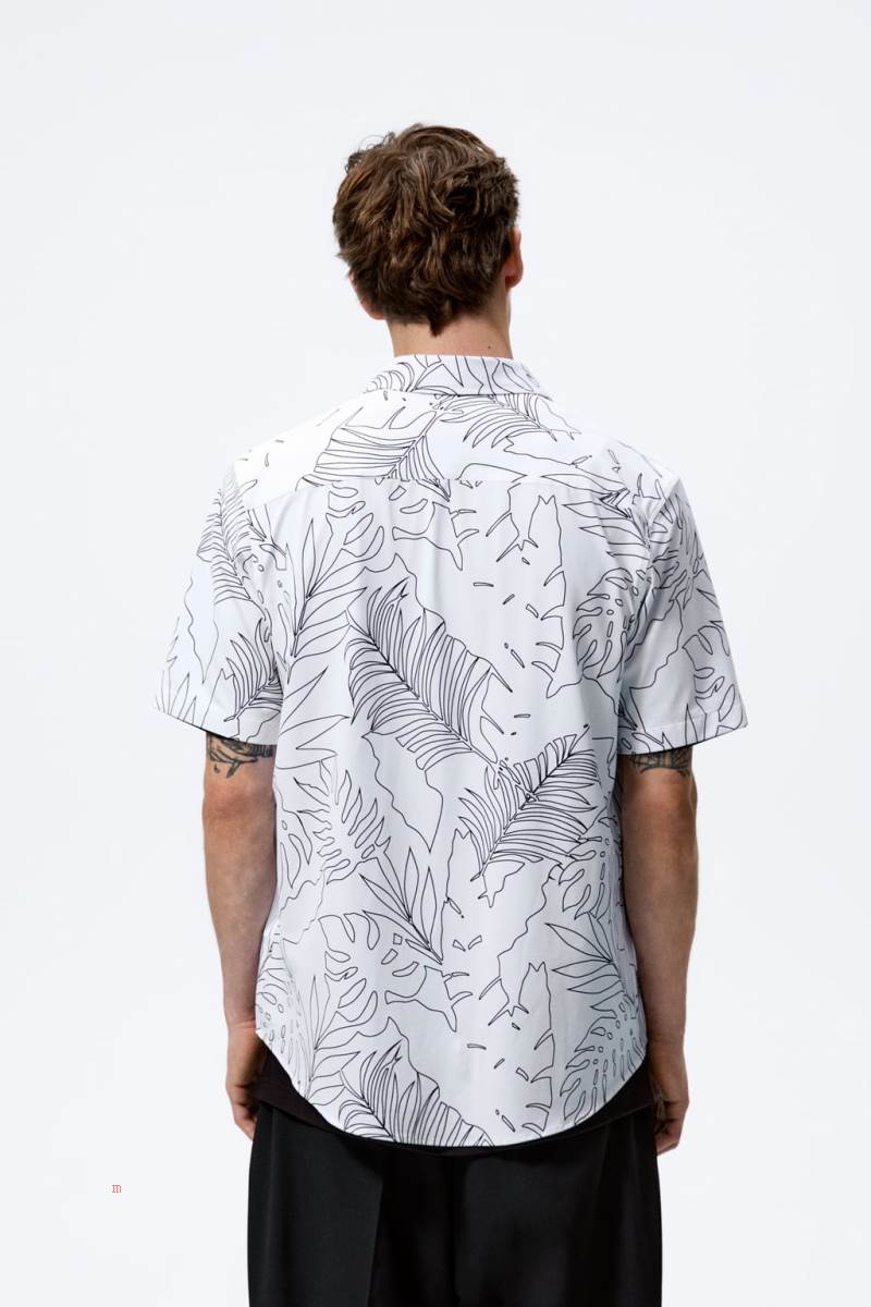 ZARA LEAF PRINT Skjorta Herr Vita | AMTVG-8102