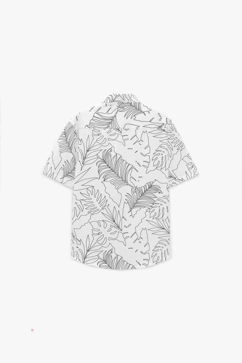 ZARA LEAF PRINT Skjorta Herr Vita | AMTVG-8102