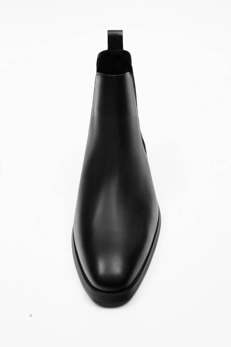 ZARA LEATHER Ankelboots Herr Svarta | SOKAT-2395